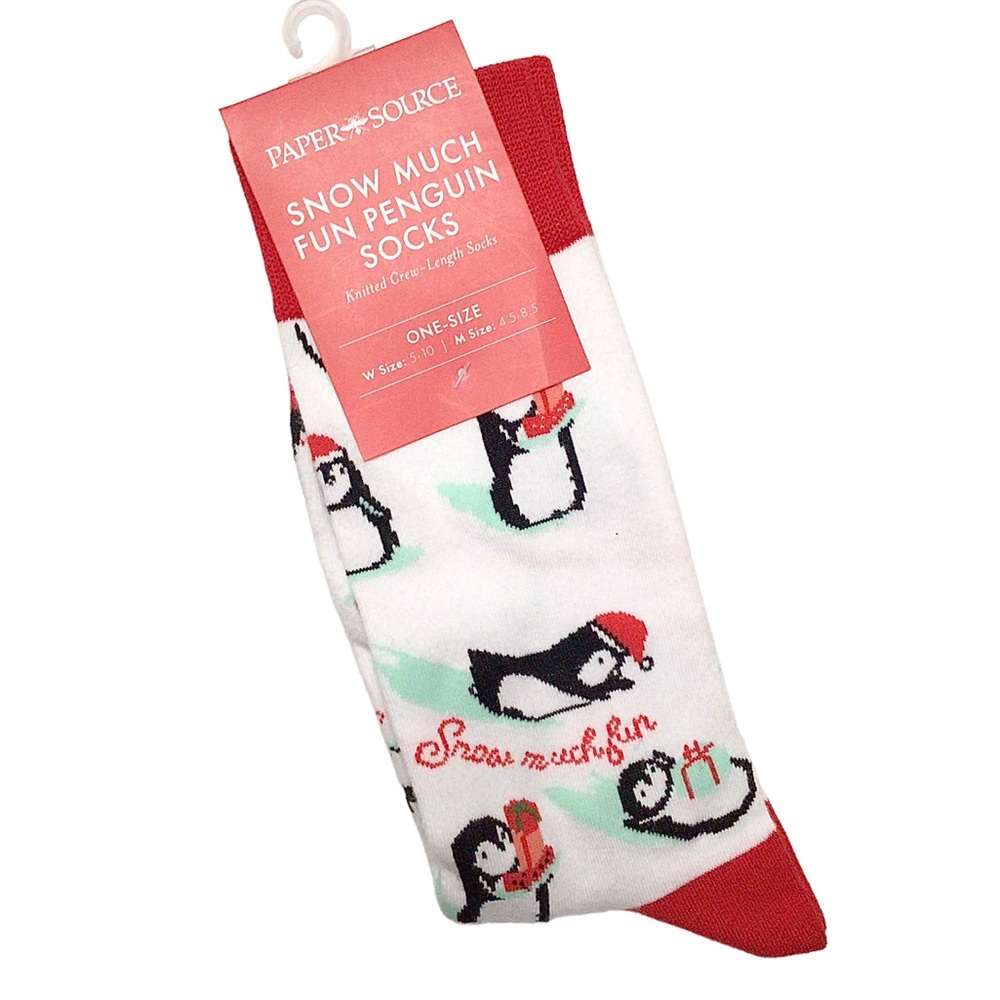 New Paper Source Snow Much Fun Penguin Crew Length Socks